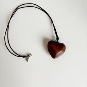 American Eagle Wooden Puffy Heart Pendant